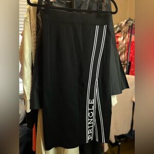 Pringle Black Pencil Skirt with White Side Stripes